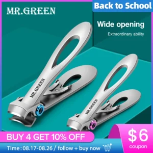 MR.GREEN Nail Clippers Stainless Steel Two Sizes Are Available Manicure Fingernail Cutter Thick Hard Toenail Scissors Tools